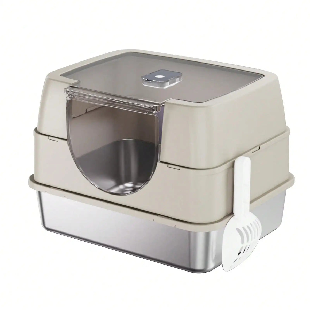 Stainless Steel Enclosed Cat Litter Box With Lid And Mat