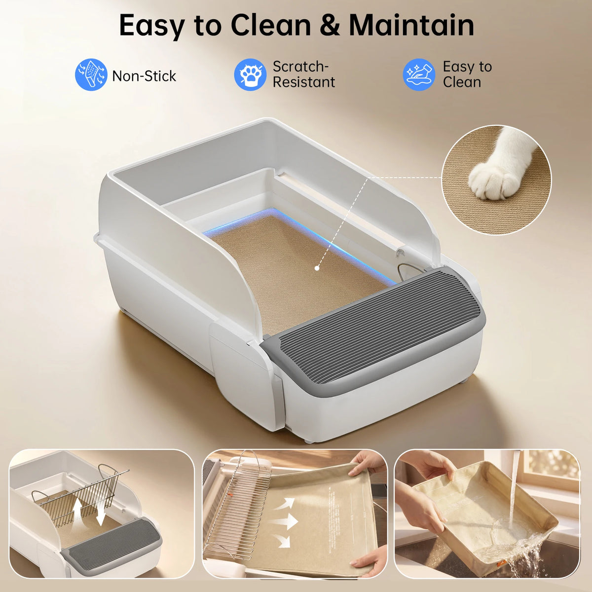 APP Automatic Cat Litter Box Self-cleaning Open Top Smart Cat Litter Box Cat Toilet for Cat Products Cat Litter Tray