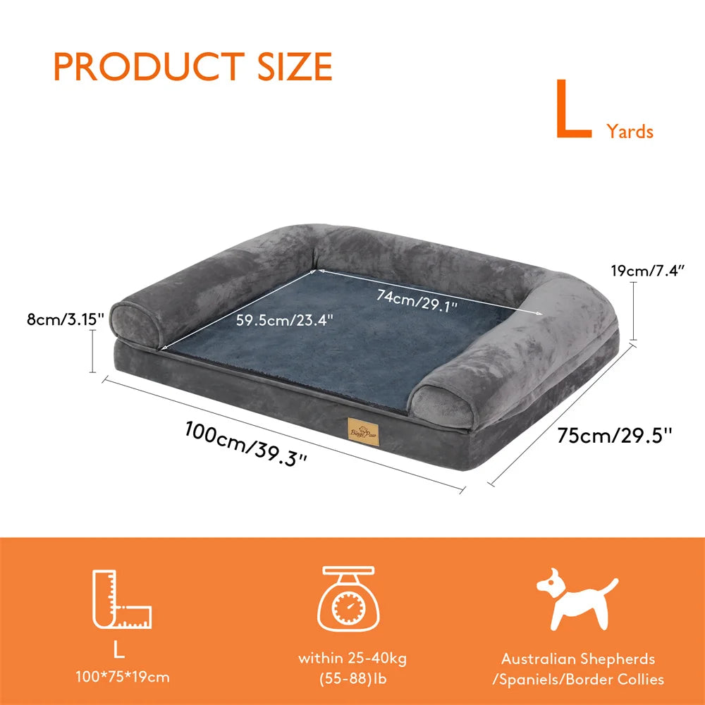 BORWART Orthopedic Memory Foam Calming Dog Sofa Bed Removable Cover