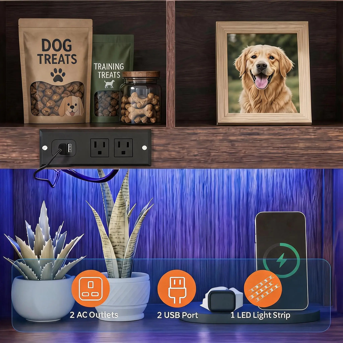 Wooden Dog Crate Furniture With Comfortable Nightstand Design