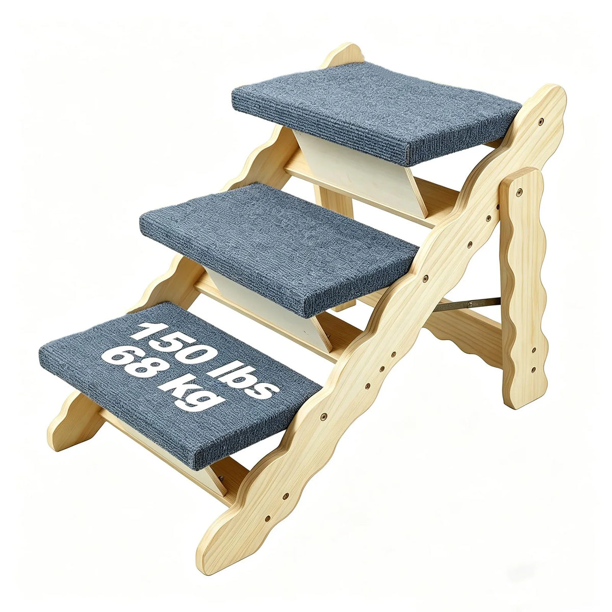 DishyKooker Wooden Pet Stairs Folding Dog Ramp Non Slip Base