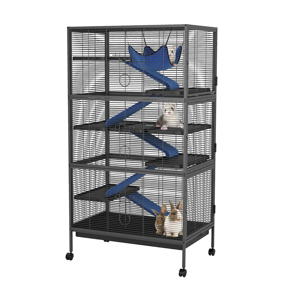 Multi Level Small Animal Cage With Ramps Hammock And Wheels
