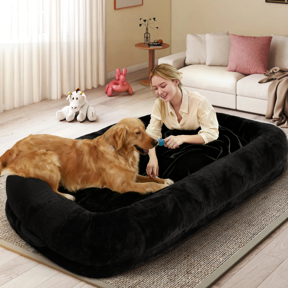 Orthopedic Dog Bed With Removable Faux Fur Cover For Adults