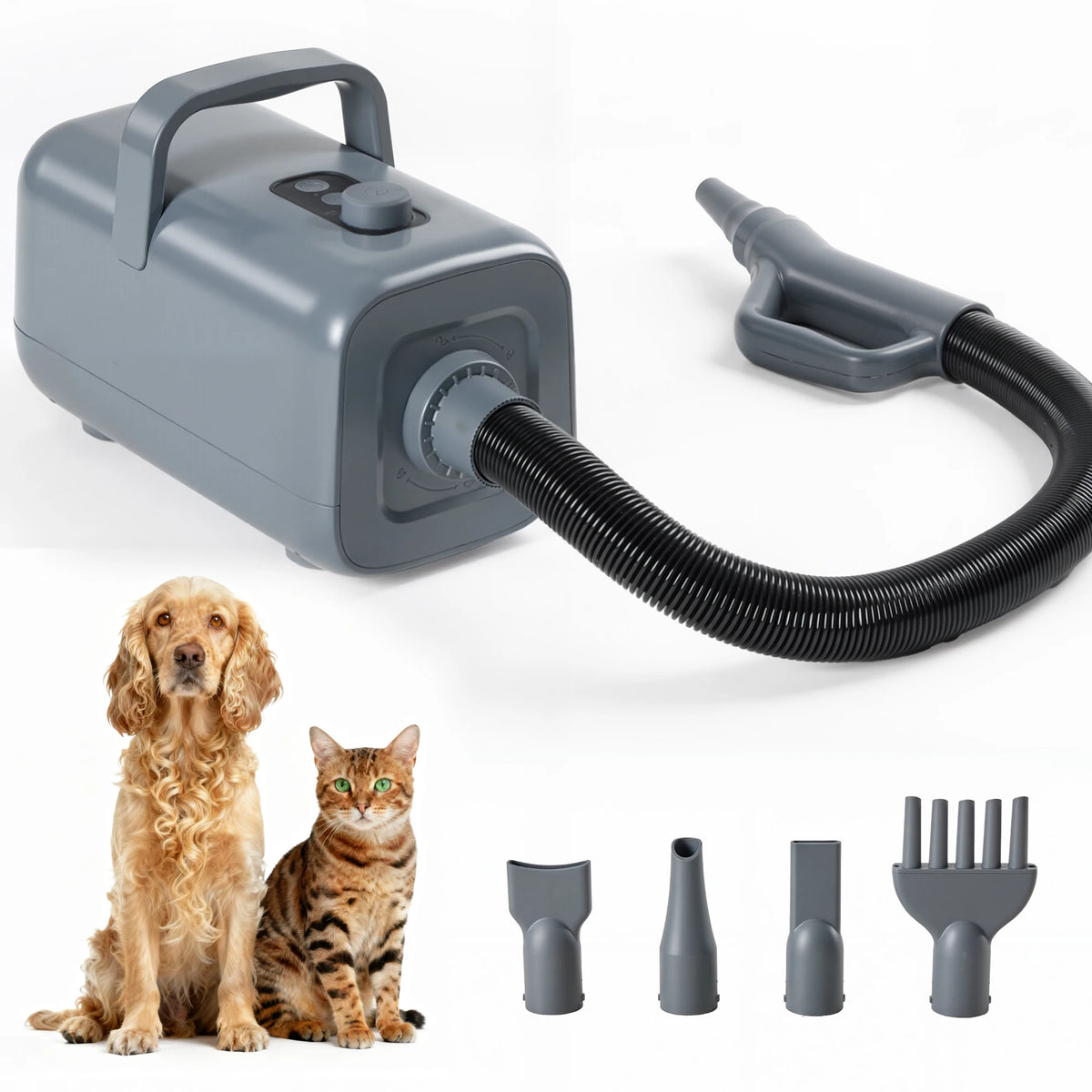 Low Noise Pet Grooming Vacuum Blow Dryer With Four Nozzles