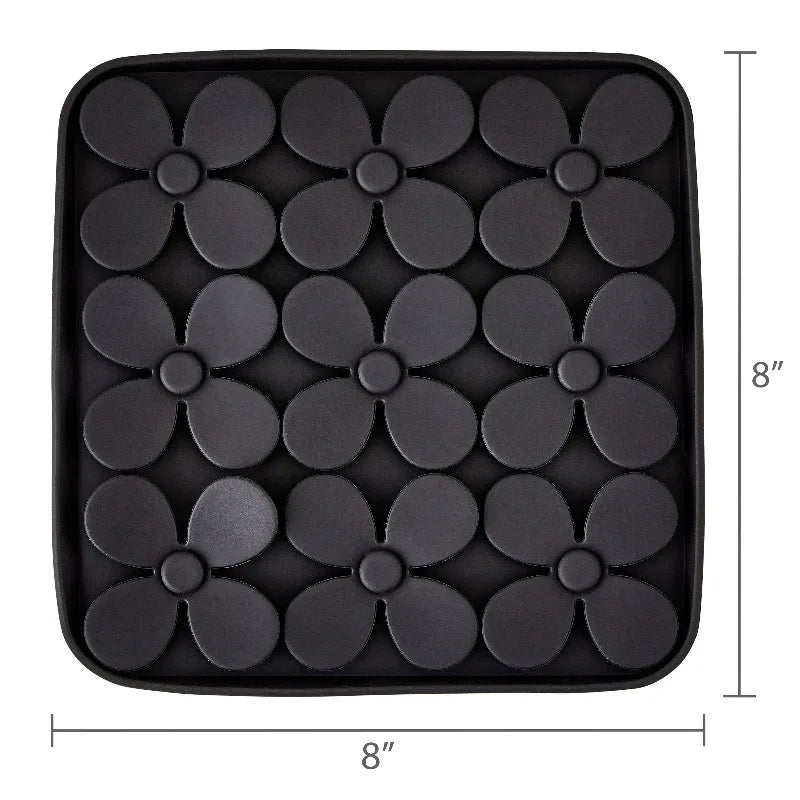 Silicone Shamrock Snuffle Mat, Black, 8" x 8" Strong suction cups keep the mat securely in place.