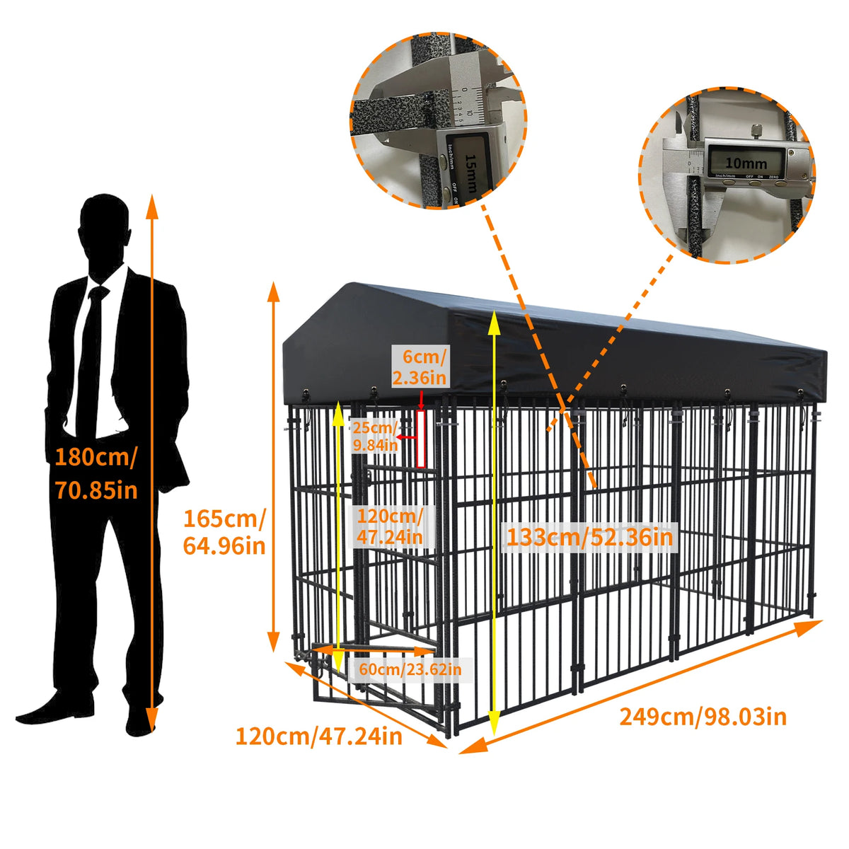 Outdoor Heavy Duty Metal Dog Kennel And Secure Animal Enclosure