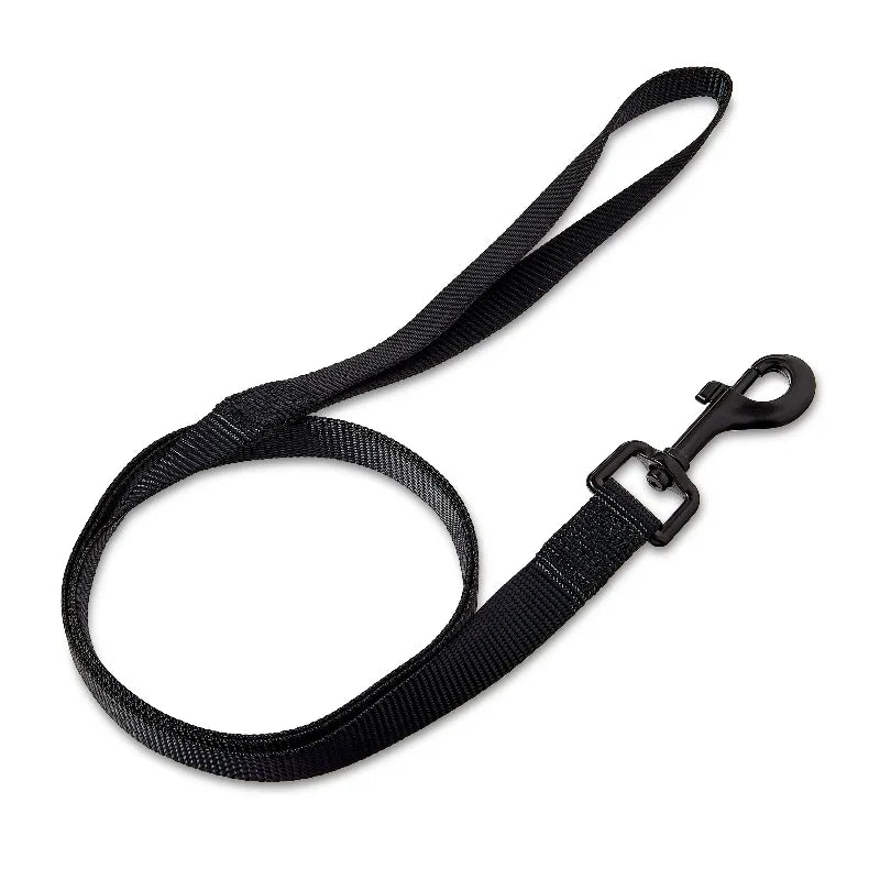 Solid Polyester Adjustable Dog Collar, with 4ft Dog Leash, Black, Extra Small