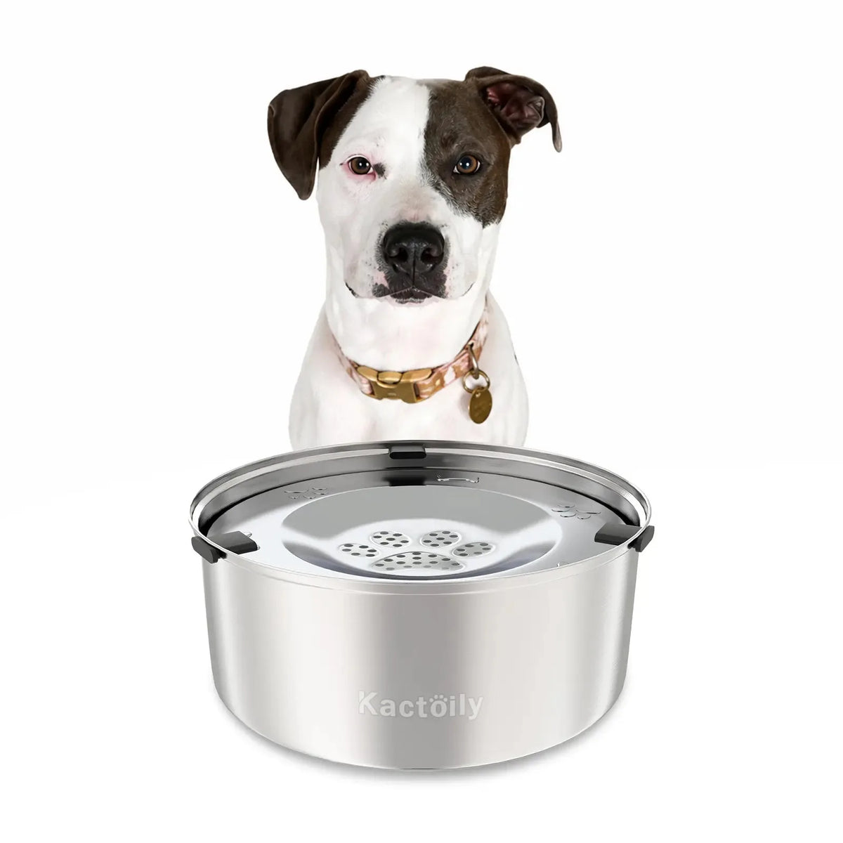 Kactoily 3L/101oz Stainless Steel Slow Drinking Dog Water Bowl, No-Spill & Splash-Proof Water Bowl for Medium & Large Dogs, Home, Car & Travel