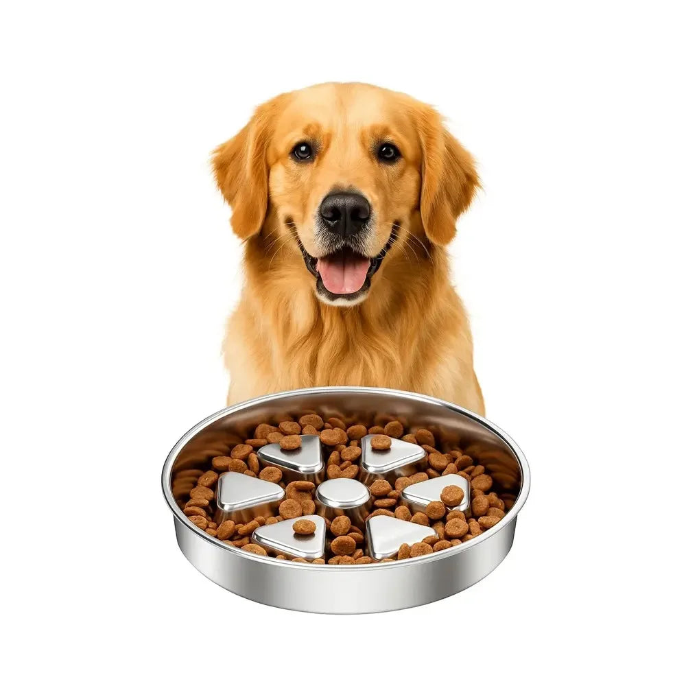 Kactoily 304 Stainless Steel Slow Feeder Dog Bowl - 2.5-Cup Non-Slip Raised Metal Bowl for Medium-Large Dogs, Aids Healthy Digestion, Prevents Gulping, Bloating, Easy to Clean, Durable