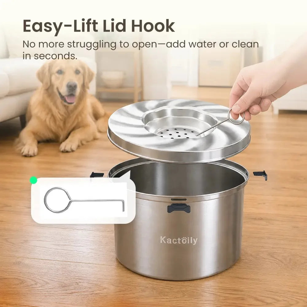 Kactoily 5.6L/1.47 Gal Stainless Steel No-Spill Dog Water Bowl with Floating Disk, Slow Drinking Water Bowl for Large Dogs & Messy Drinkers