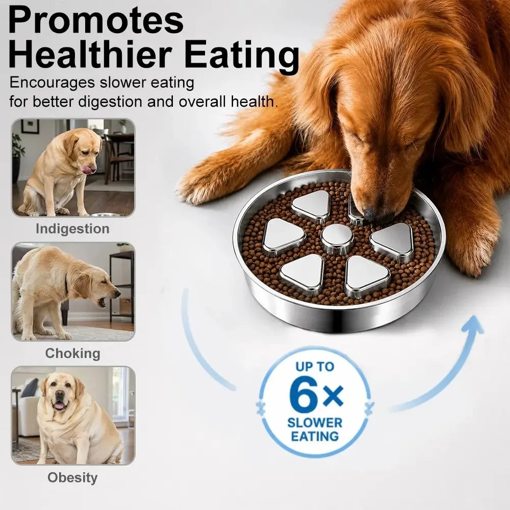 Kactoily 304 Stainless Steel Slow Feeder Dog Bowl - 2.5-Cup Non-Slip Raised Metal Bowl for Medium-Large Dogs, Aids Healthy Digestion, Prevents Gulping, Bloating, Easy to Clean, Durable