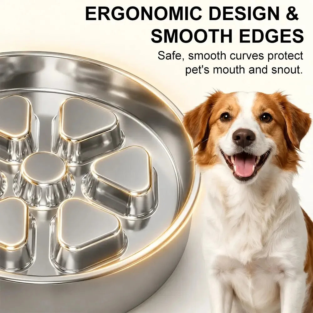 Kactoily 304 Stainless Steel Slow Feeder Dog Bowl - 2.5-Cup Non-Slip Raised Metal Bowl for Medium-Large Dogs, Aids Healthy Digestion, Prevents Gulping, Bloating, Easy to Clean, Durable