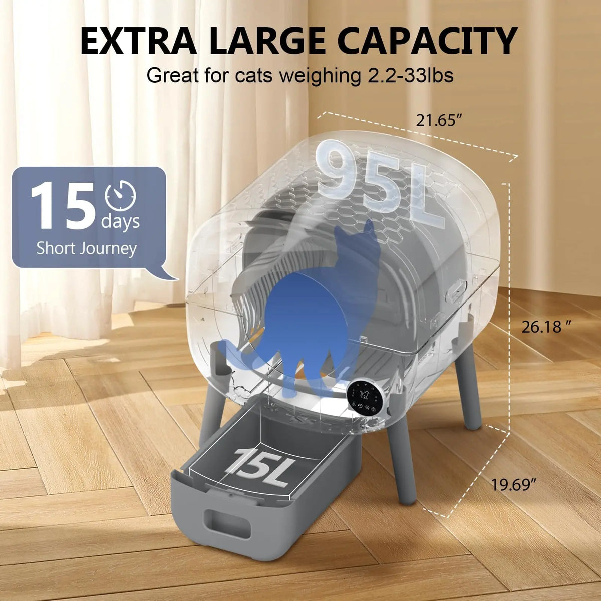 Smart Automatic Cat Litter Box With App Control Safety Sensors