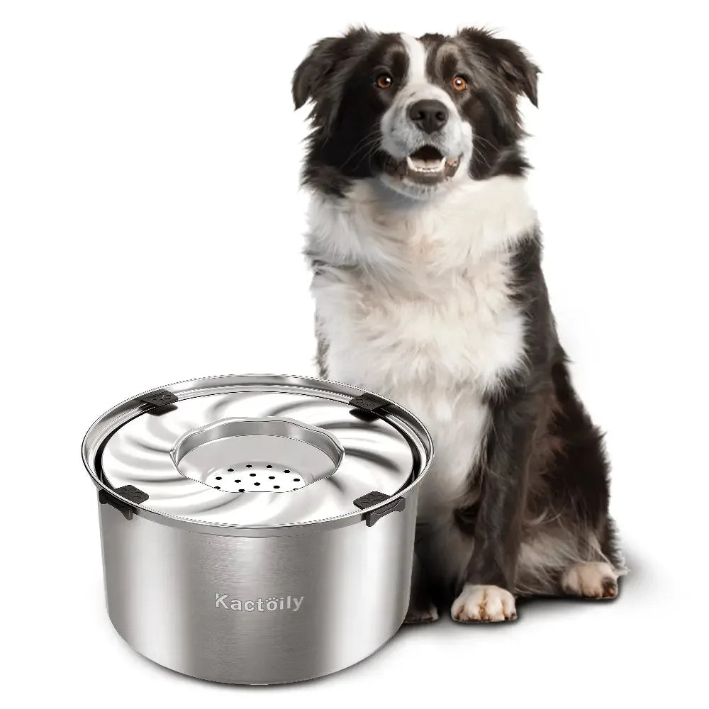 Kactoily 5.6L/1.47 Gal Stainless Steel No-Spill Dog Water Bowl with Floating Disk, Slow Drinking Water Bowl for Large Dogs & Messy Drinkers
