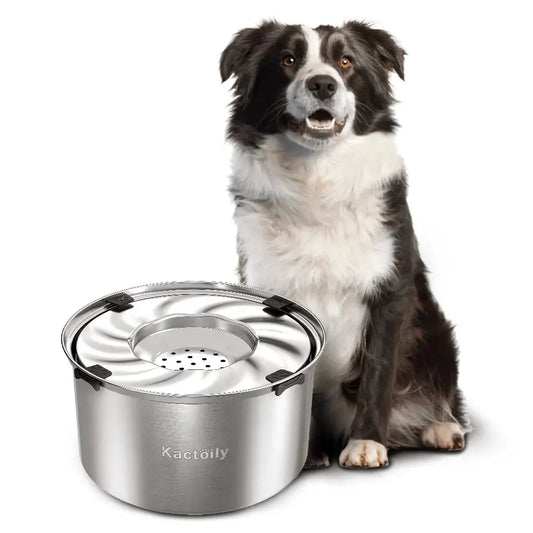 Kactoily 5.6L/1.47 Gal Stainless Steel No-Spill Dog Water Bowl with Floating Disk, Slow Drinking Water Bowl for Large Dogs & Messy Drinkers