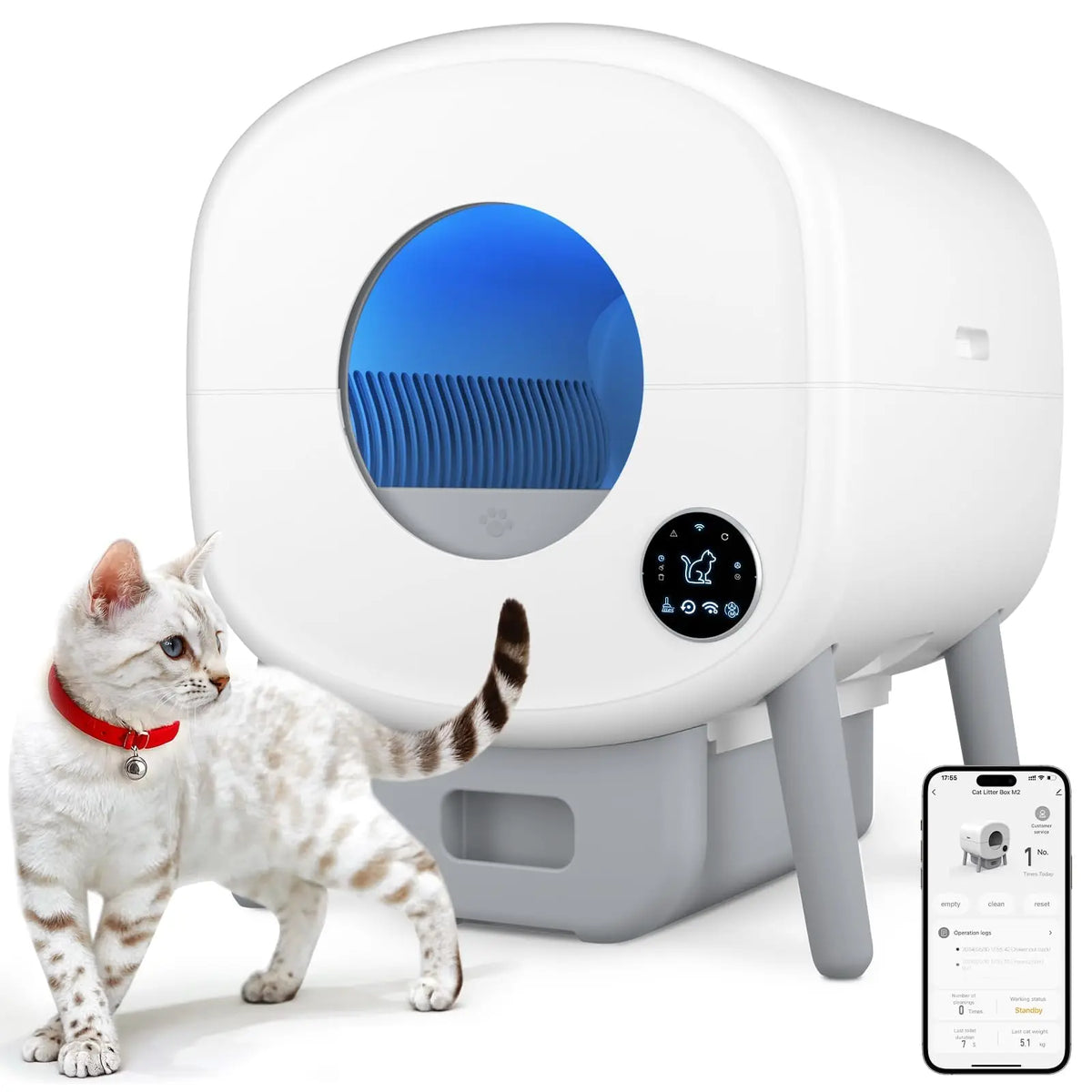 Smart Automatic Cat Litter Box With App Control Safety Sensors