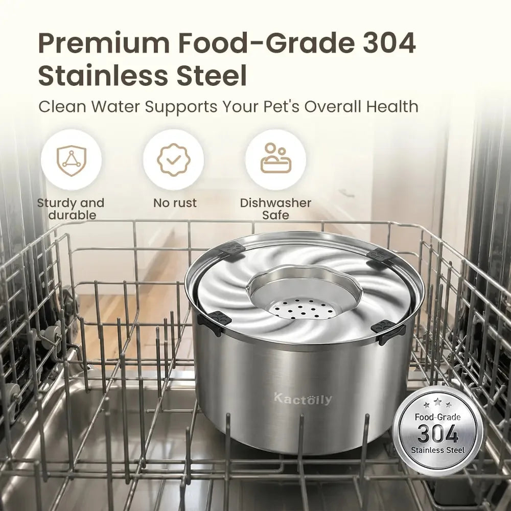 Kactoily 5.6L/1.47 Gal Stainless Steel No-Spill Dog Water Bowl with Floating Disk, Slow Drinking Water Bowl for Large Dogs & Messy Drinkers