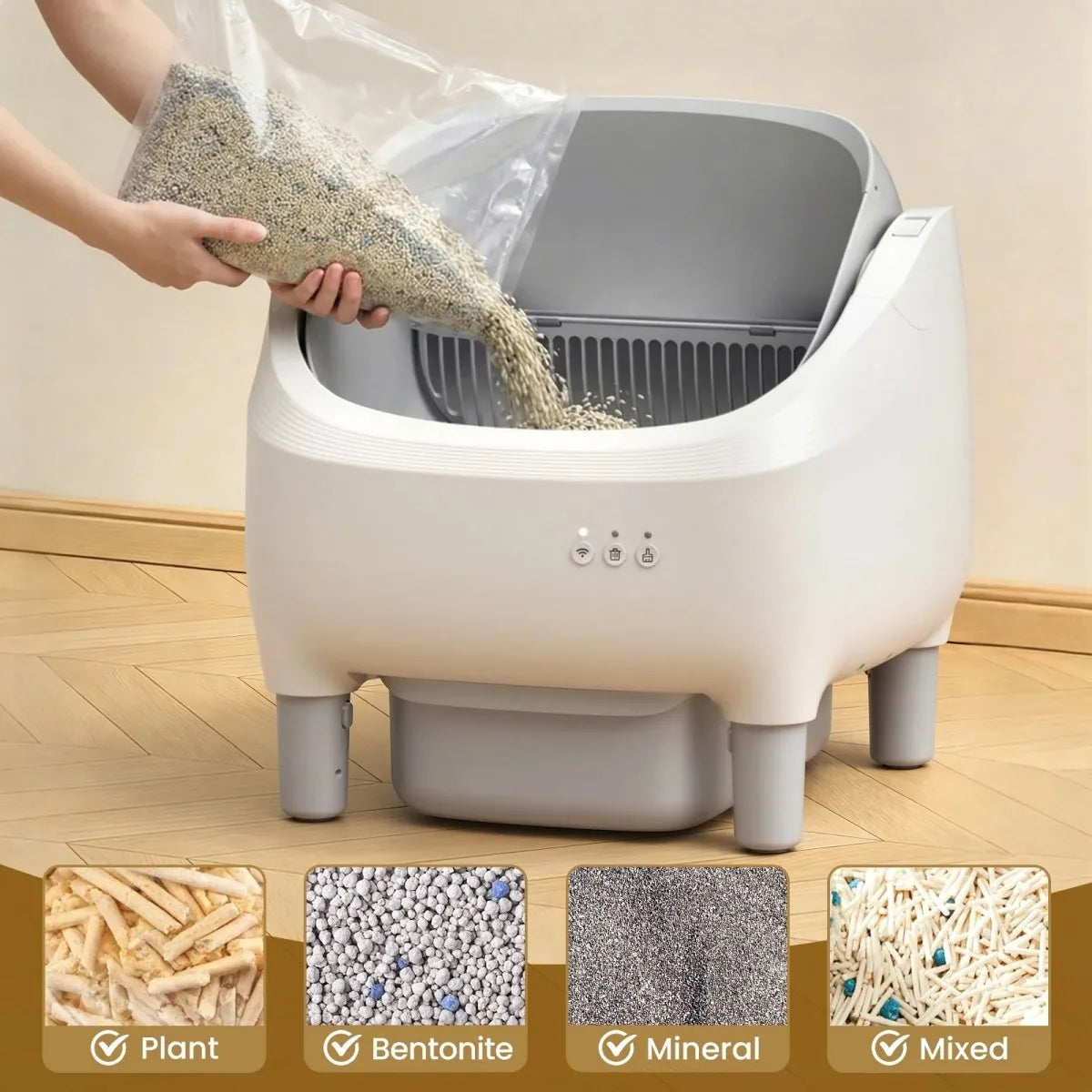 Self Cleaning Automatic Cat Litter Box Open Top Multi Cats