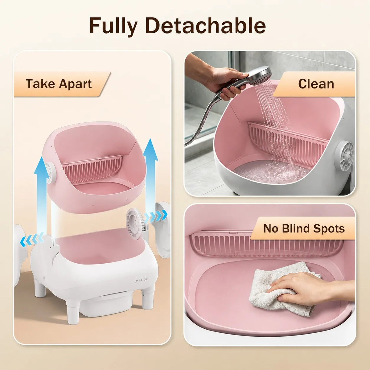 Automatic Cat Litter Box, Smart Self Cleaning Cat Litter Box Pink, App Control Anti-Pinch Safe Automatic Litter Box for Multiple Cats, Odor Isolation Large Space Cat Toilet