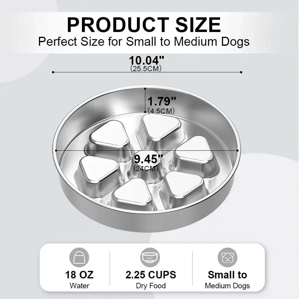 Kactoily 304 Stainless Steel Slow Feeder Dog Bowl - 2.5-Cup Non-Slip Raised Metal Bowl for Medium-Large Dogs, Aids Healthy Digestion, Prevents Gulping, Bloating, Easy to Clean, Durable
