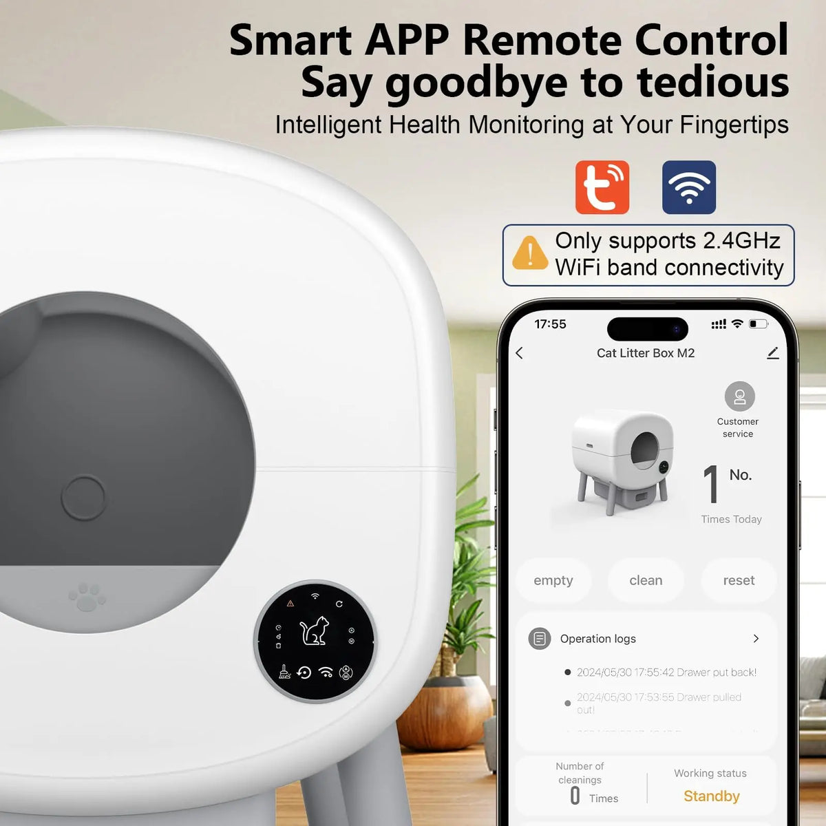 Smart Automatic Cat Litter Box With App Control Safety Sensors