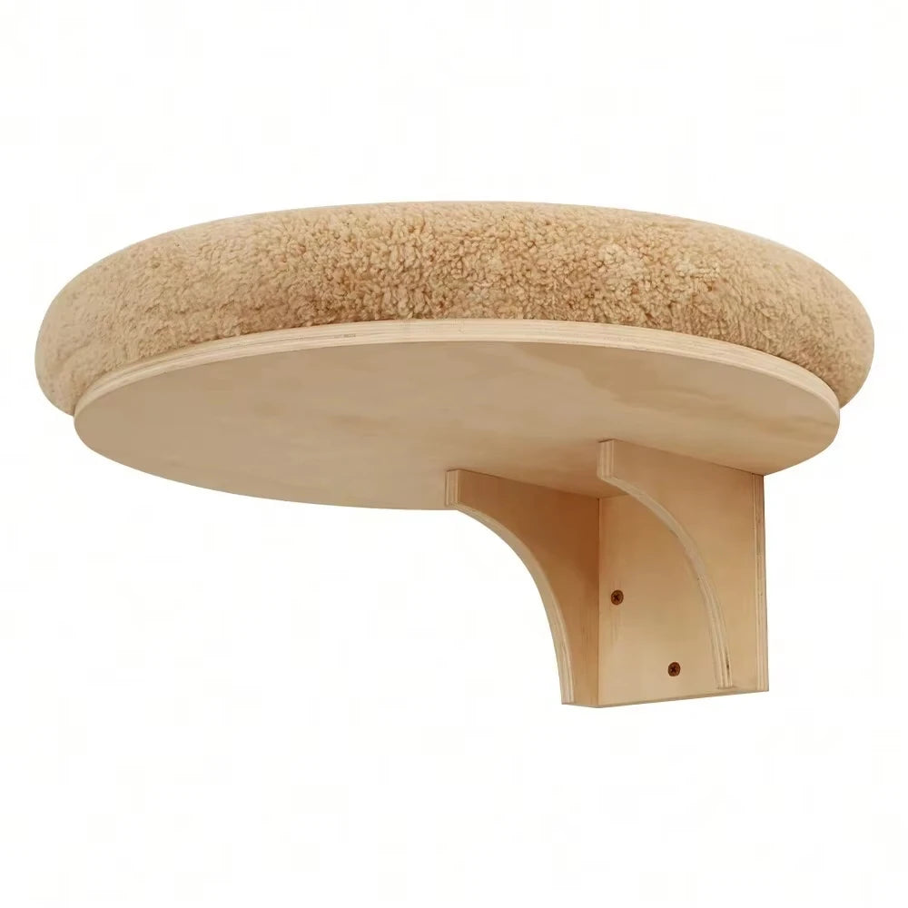 Cat Wall Mounted Wooden Hammock Ladder Scratching Post Perch