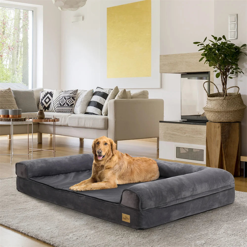 BORWART Orthopedic Memory Foam Calming Dog Sofa Bed Removable Cover