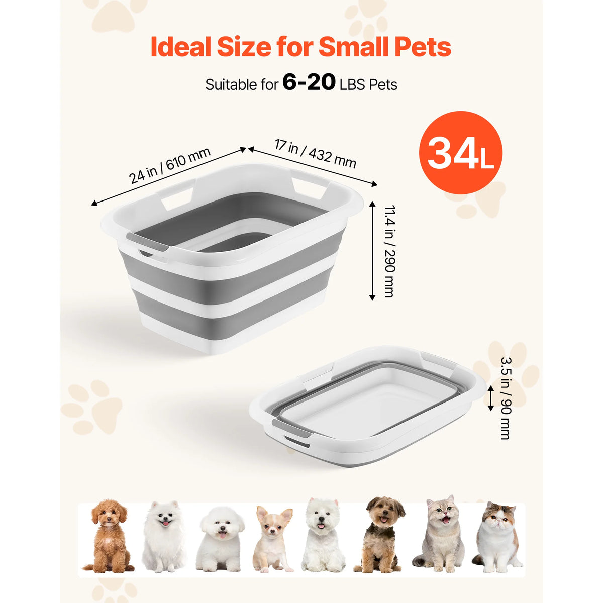 SucceBuy Collapsible Dog Bathtub With Built In Drainage Hole
