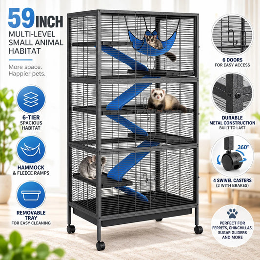 Multi Level Small Animal Cage With Ramps Hammock And Wheels