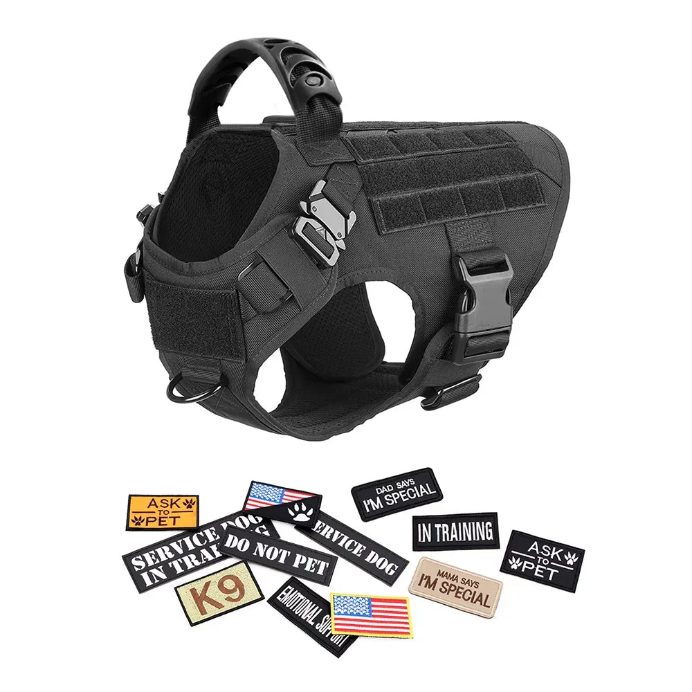 Petravel Tactical Large Dog Harness Vest Quick Release Padded Design