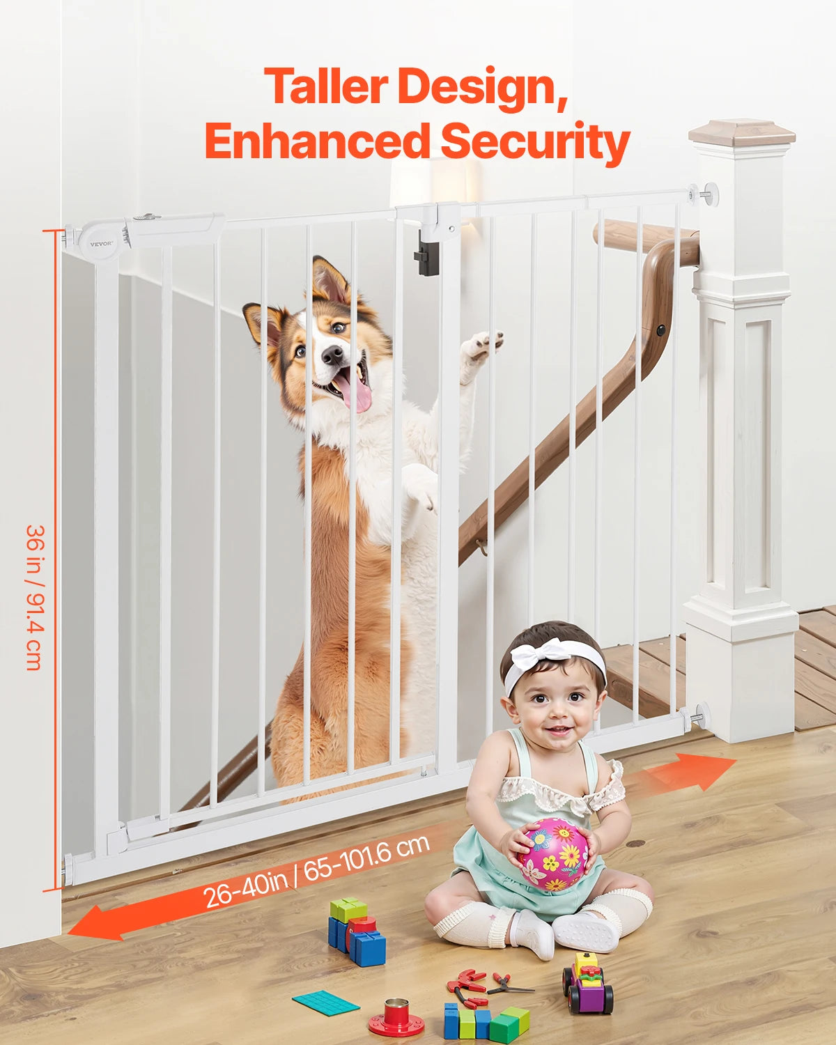 SucceBuy Pressure Mounted Walk Through Baby Pet Security Gate