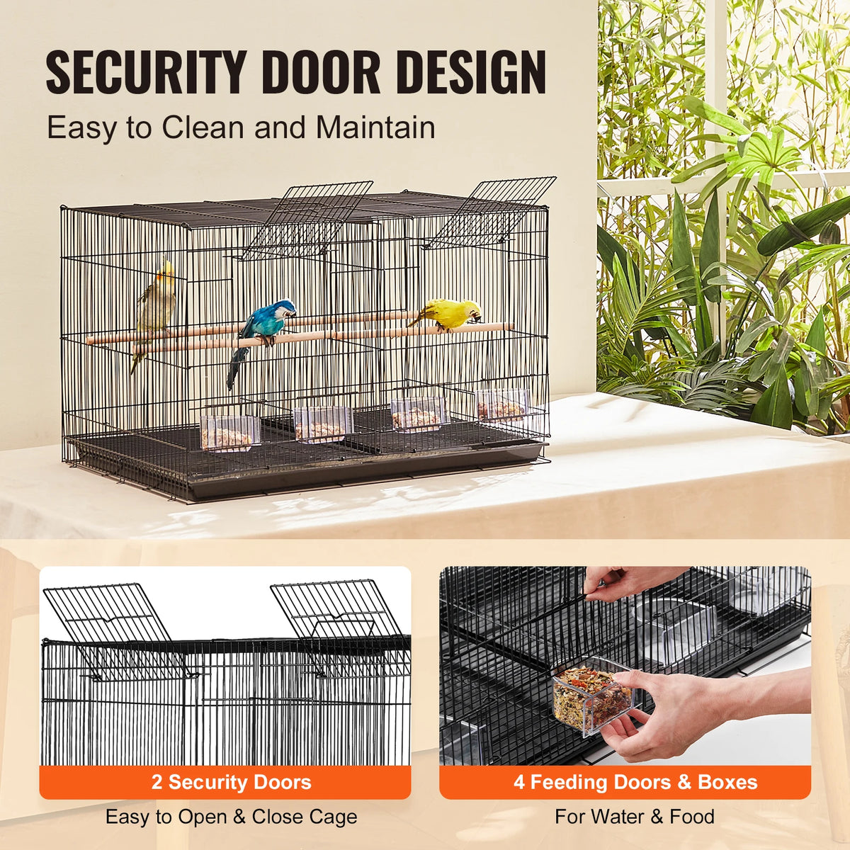 SucceBuy Stackable Divided Bird Cage With Travel Handle And Perches