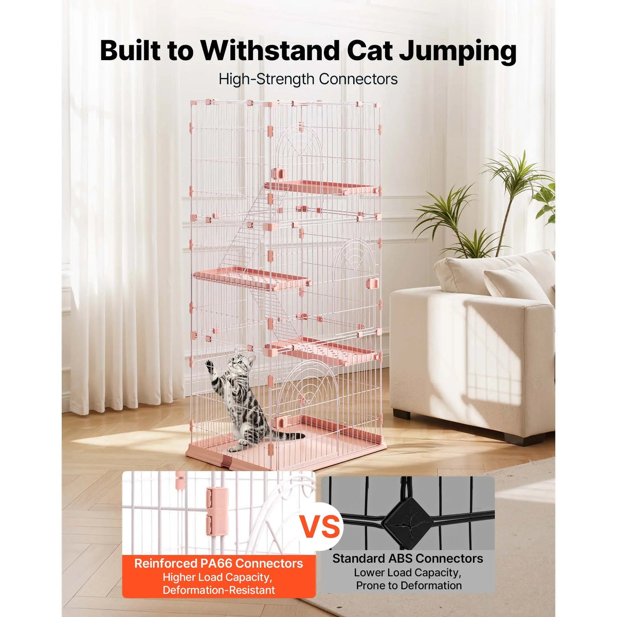 Four Tier Indoor Cat Playpen With Ladders And Detachable Kennel
