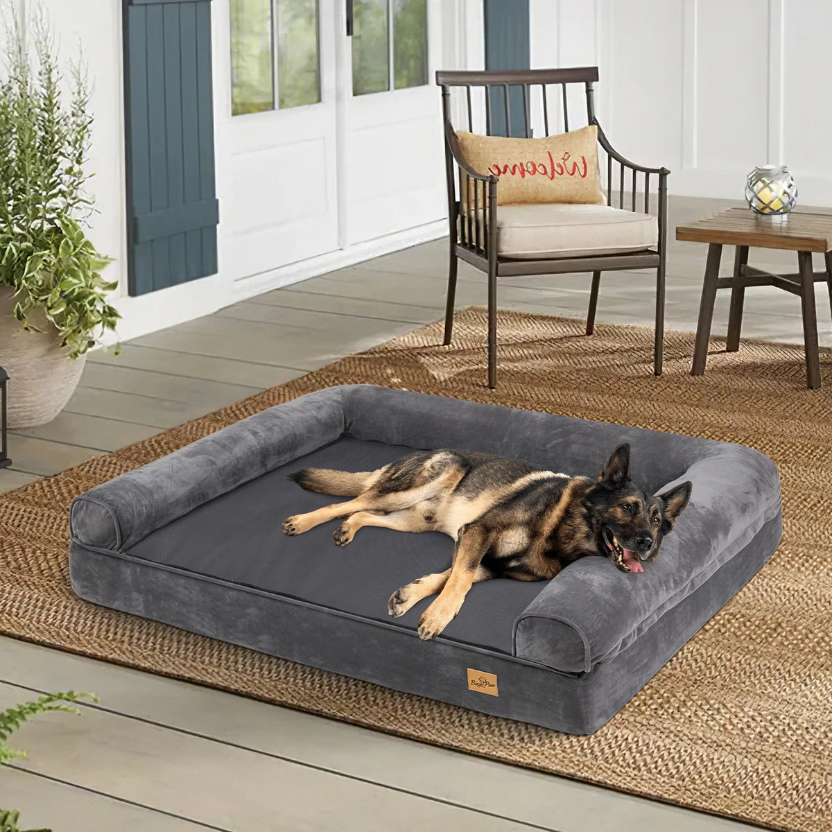 Bingopaw Orthopedic Dog Beds Large Sized Dog, Waterproof Pet Bed with Sides, Non-Slip Bottom Large Pet Bed with Washable Removable Cover, Grey