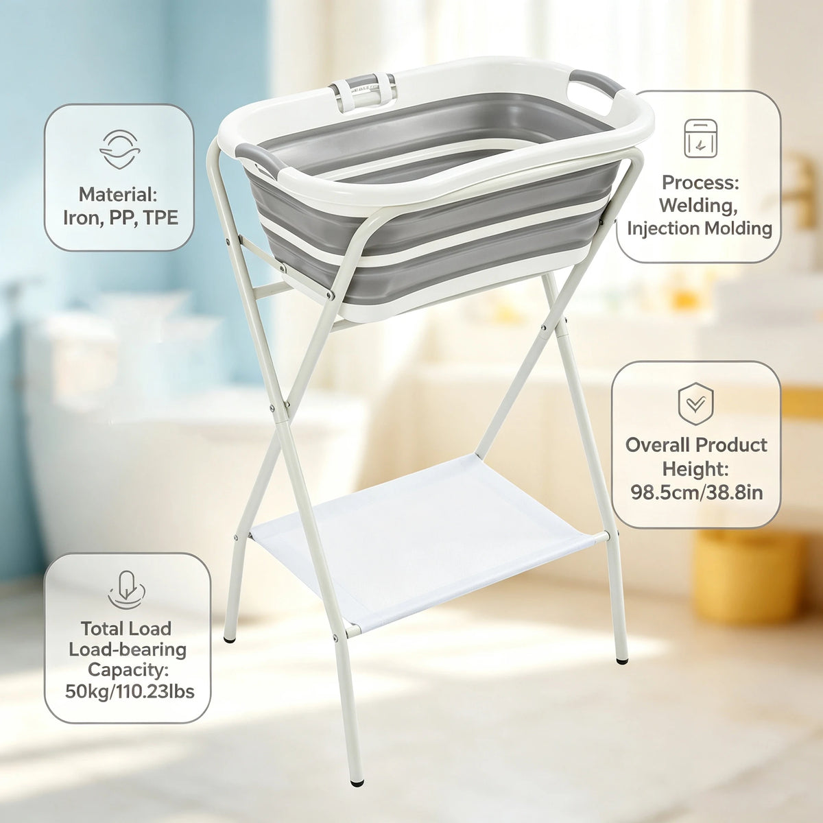 Collapsible Elevated Dog Bath Tub With Drainage Pet Grooming Station