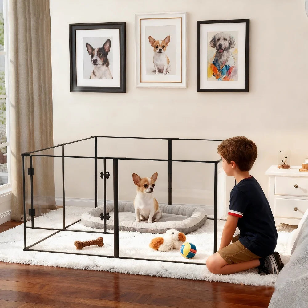 BORWART Acrylic Pet Playpen Enclosure For Dogs Cats And Rabbits