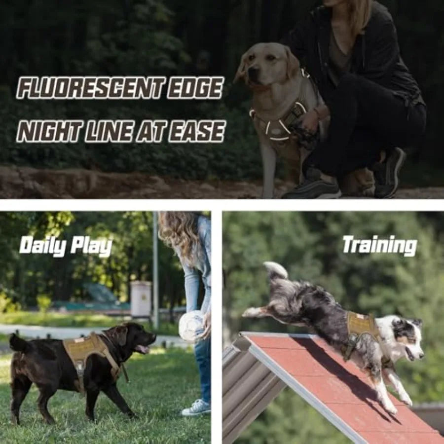 Tactical Dog Harness for Large Dogs No Pull Adjustable Pet Harness Reflective K9 Working Training Easy Control Pet Vest Militar