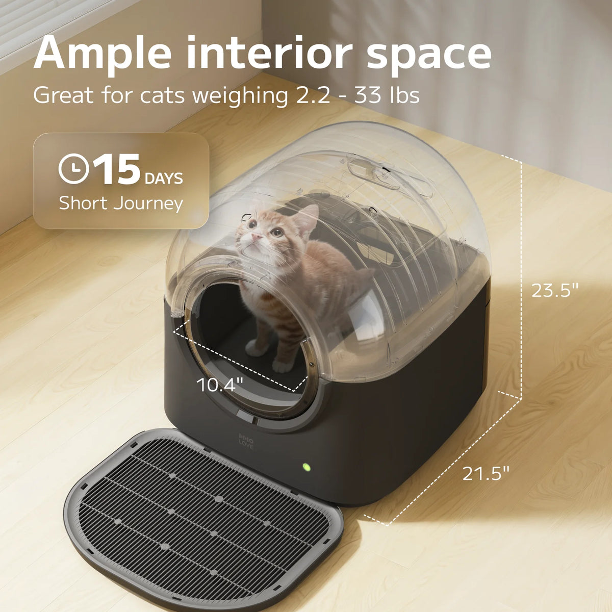 Automatic Self Cleaning Cat Litter Box, Smart Robot Cat Litter Box with APP Control, Automatic Cleaning, Odor Control, Safety Sensors Anti-Pinch, Hands-Free for Multiple Cats