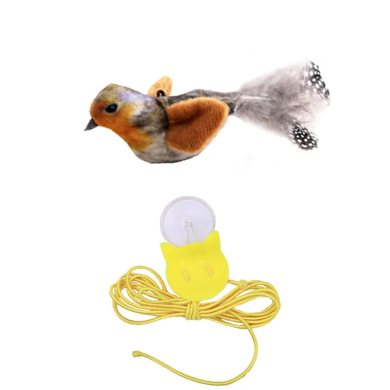 Interactive Wall Mounted Sound Activated Plush Catnip Bird Toy