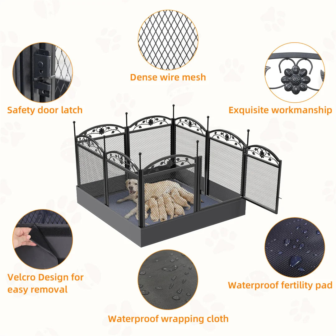 BINGOPAW Heavy Duty Metal Dog Playpen For Indoor Outdoor Training