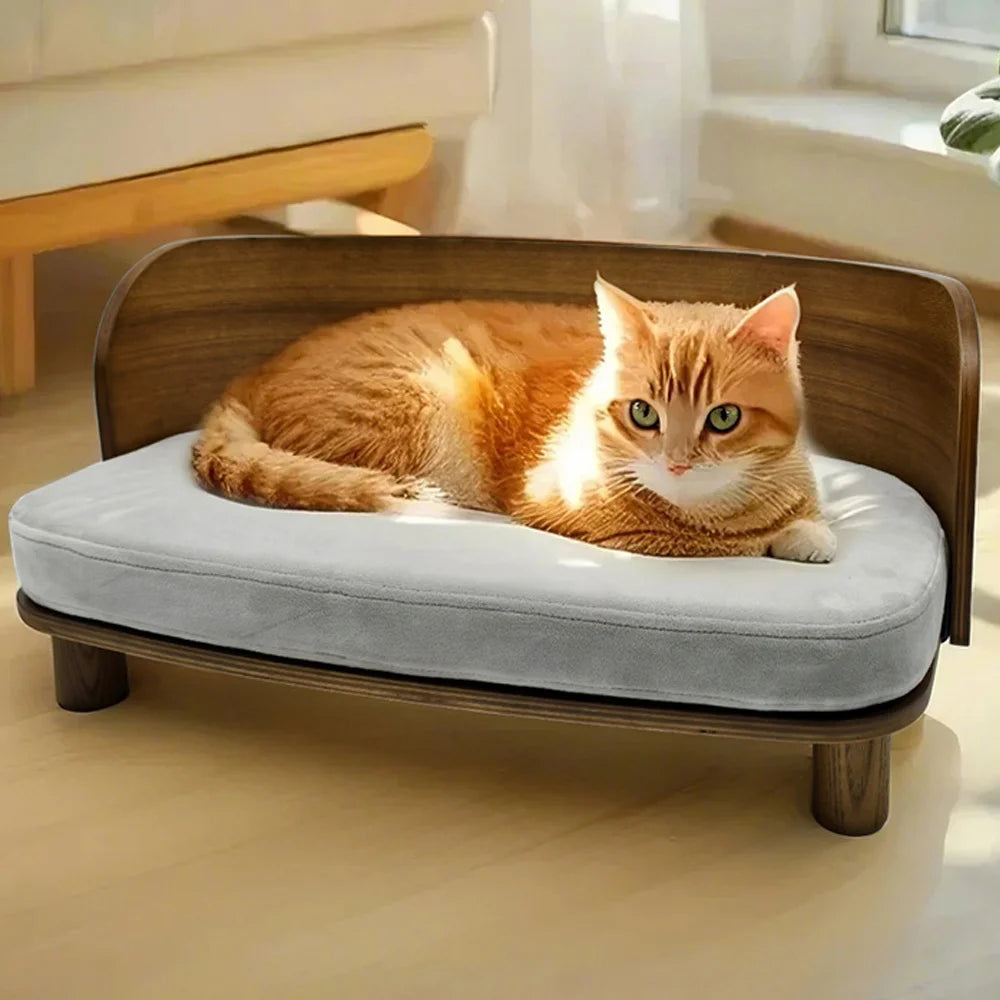 Borwart Elevated Pet Sofa With Eucalyptus Wood Cushion For Dogs
