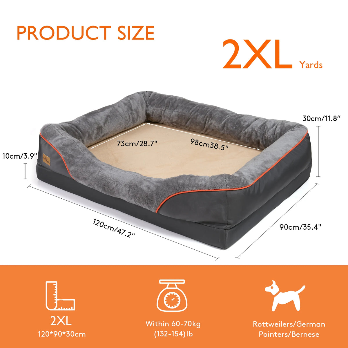 BORWART Orthopedic Memory Foam Dog Bed With Removable Cover