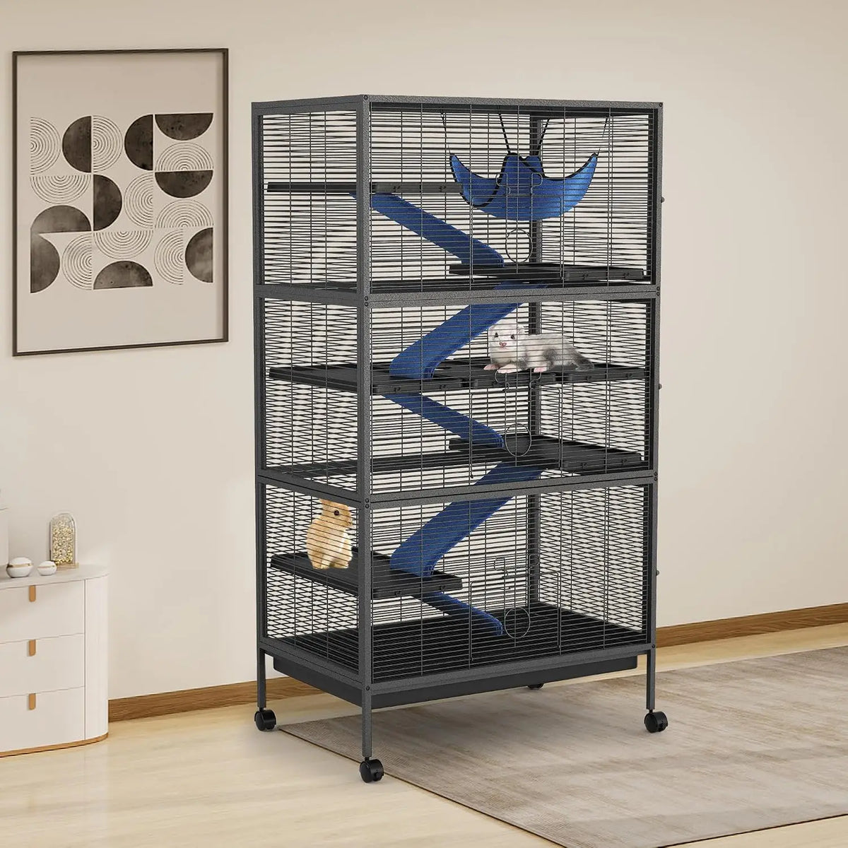 TWISTER.CK Multi Level Metal Small Animal Cage With Hammock
