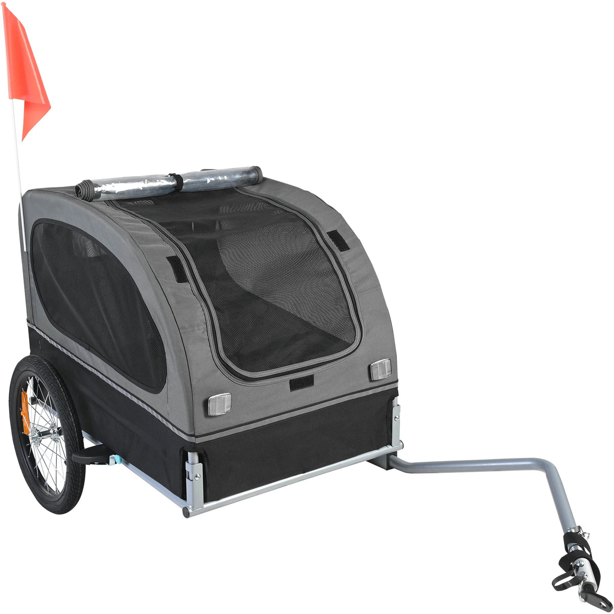 Collapsible Dog Bike Trailer With Coupler Reflector And Flag