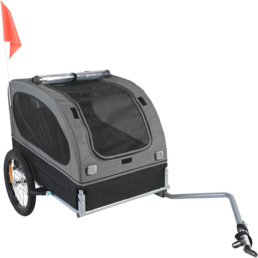 Collapsible Dog Bike Trailer With Coupler Reflector And Flag