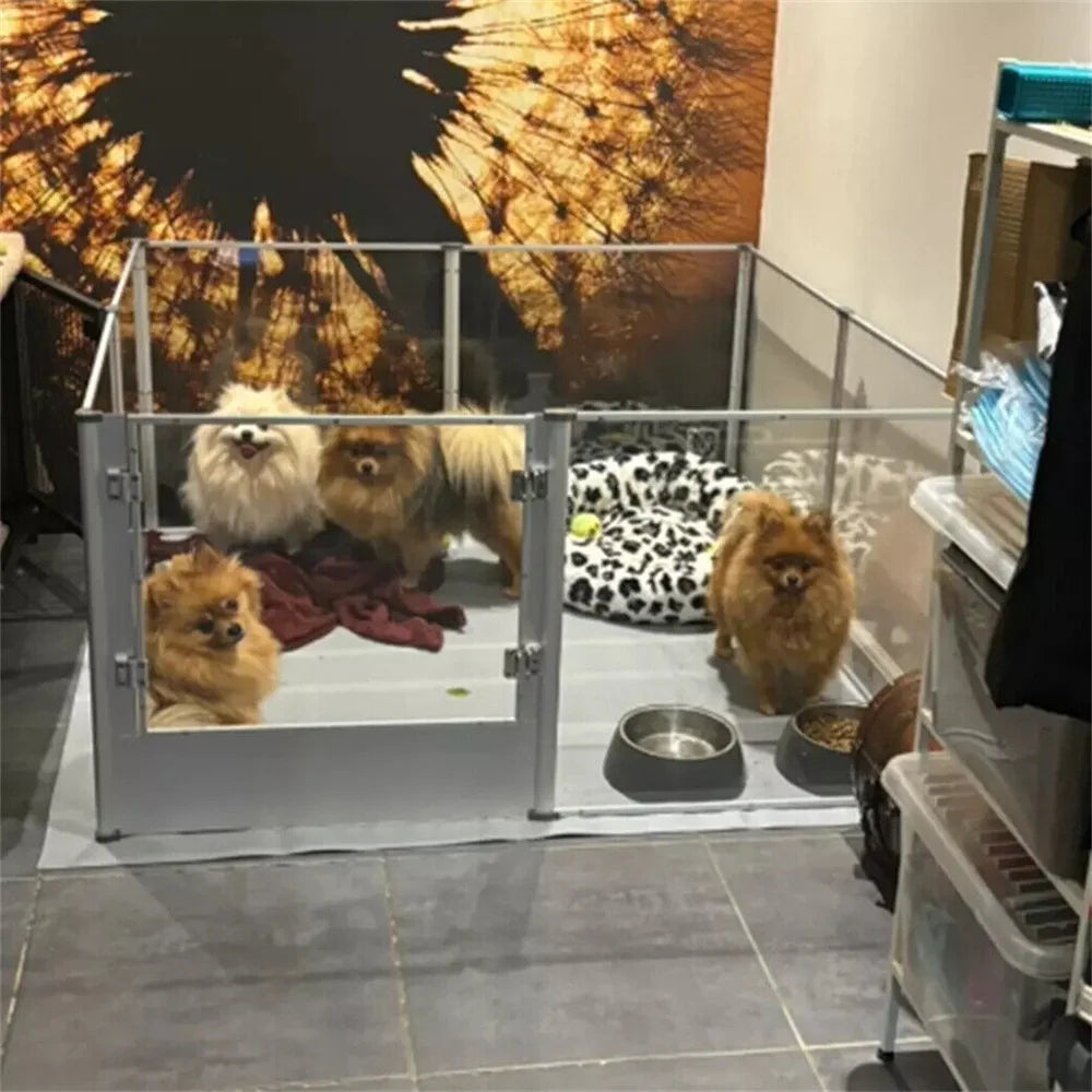 BORWART Acrylic Dog Playpen Indoor Pet Enclosure With Clear Panels