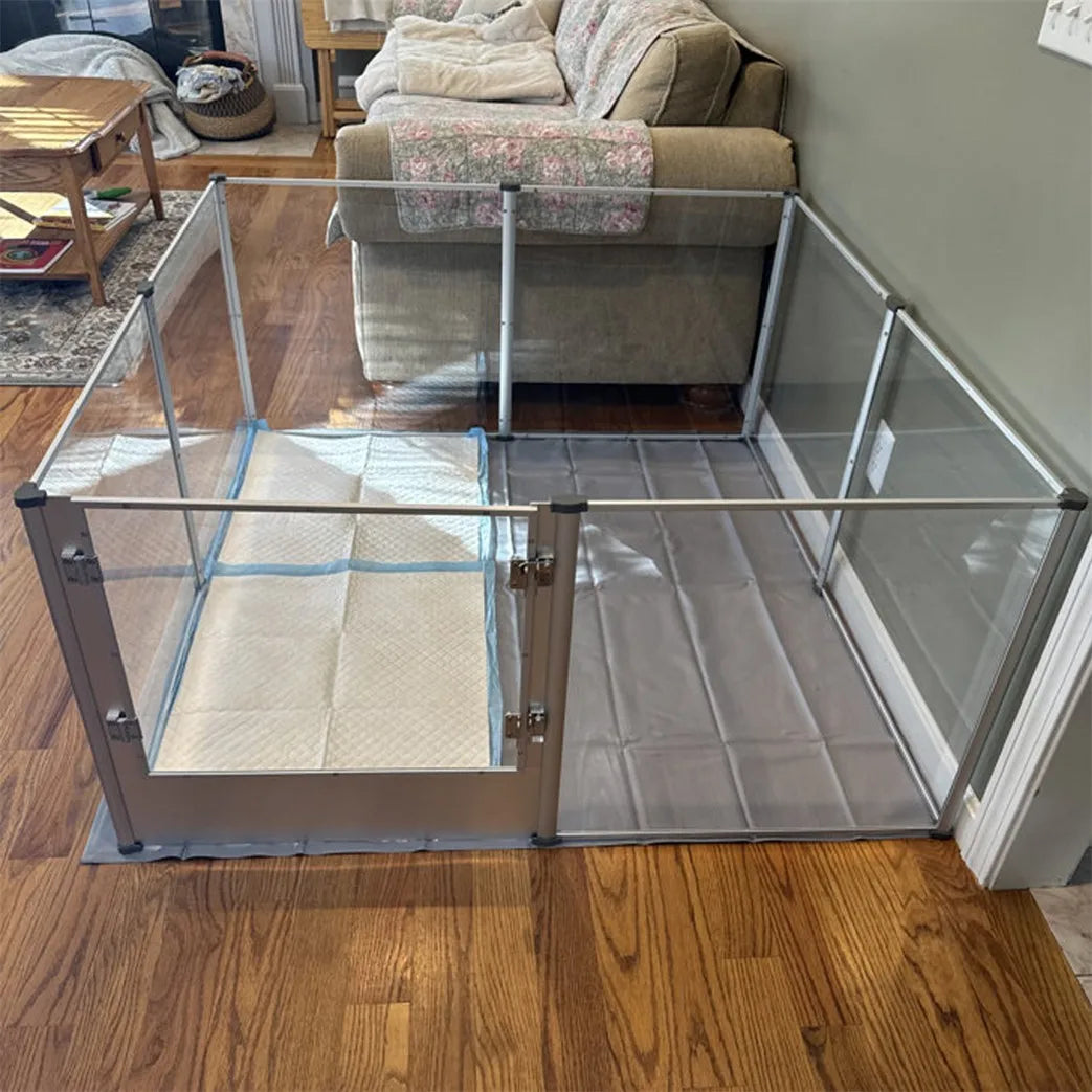 BORWART Acrylic Dog Playpen Indoor Pet Enclosure With Clear Panels