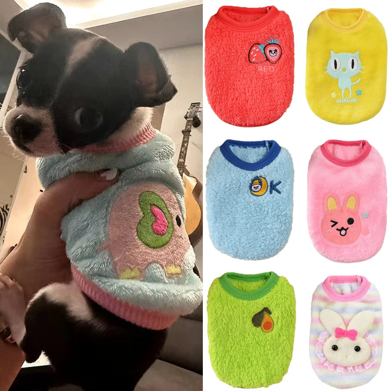 Cute Print Dog Sweater Winter Warm Fleece Pet Pullover