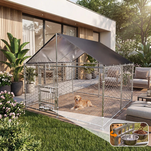 Heavy Duty Outdoor Dog Kennel With Waterproof UV Resistant Roof