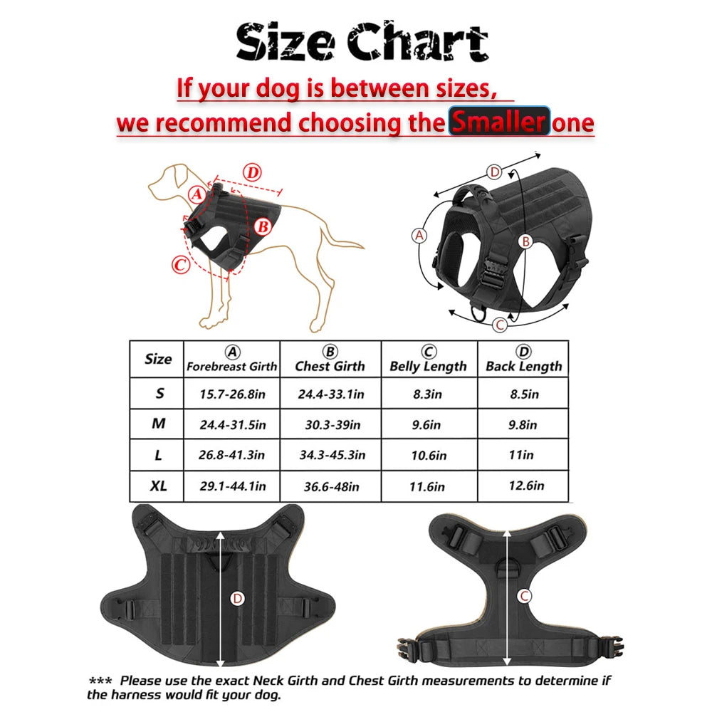 Tactical Nylon Dog Harness Padded Quick Release Buckle For Training